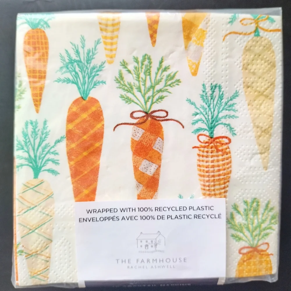 Rachel Ashwell The Farmhouse Pack of 40 Ct Paper Cocktail Napkins Garden Carrots
